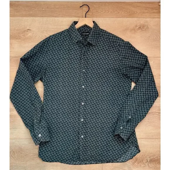 Tom Ford Paisley Print Cotton Lyocell Button Down Shirt Size 41 / 16 - Picture 10 of 14